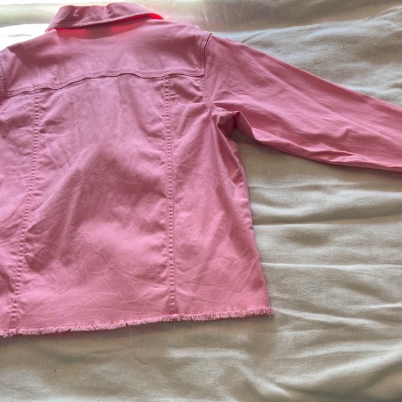 Quaker Factory Jacket Pink with Orange Trim Rhinestone buttons Size Large - Picture 8 of 14